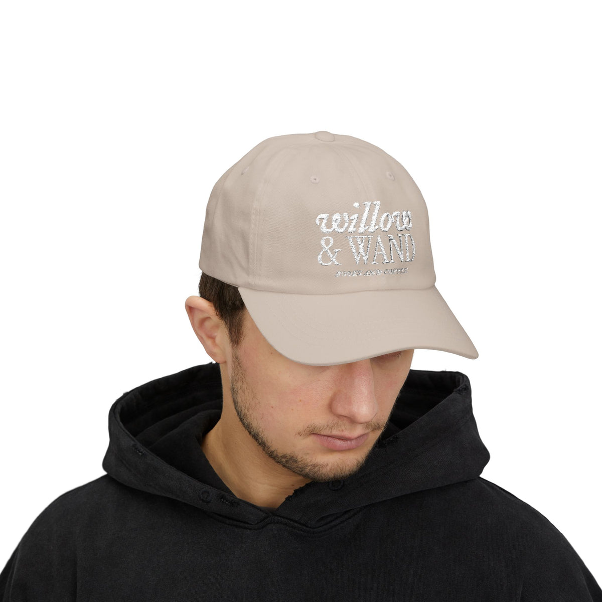 Classic Dad Cap - Retro Embroidered 'Anchored & Loved' White Cotton Baseball Hat