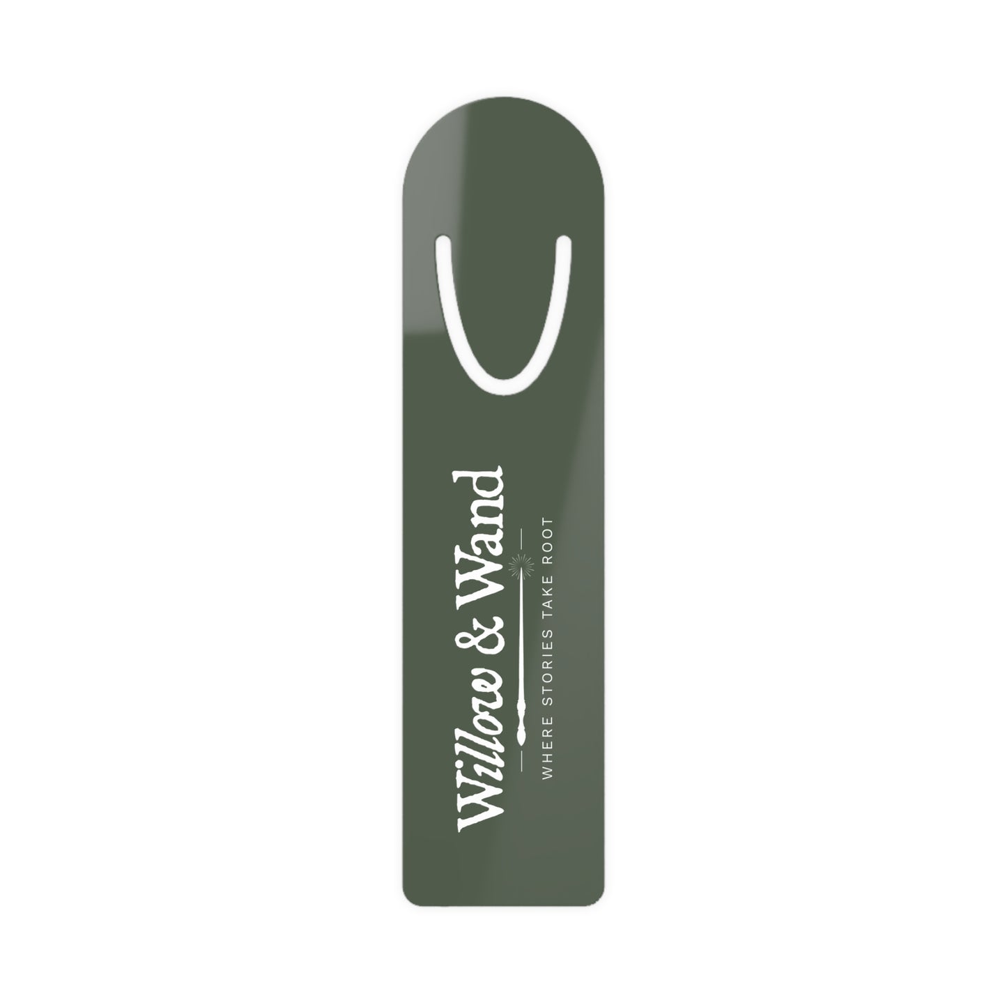 Willow & Wand Metal Bookmark — 'Where Stories Take Root' Engraved Reading Mark