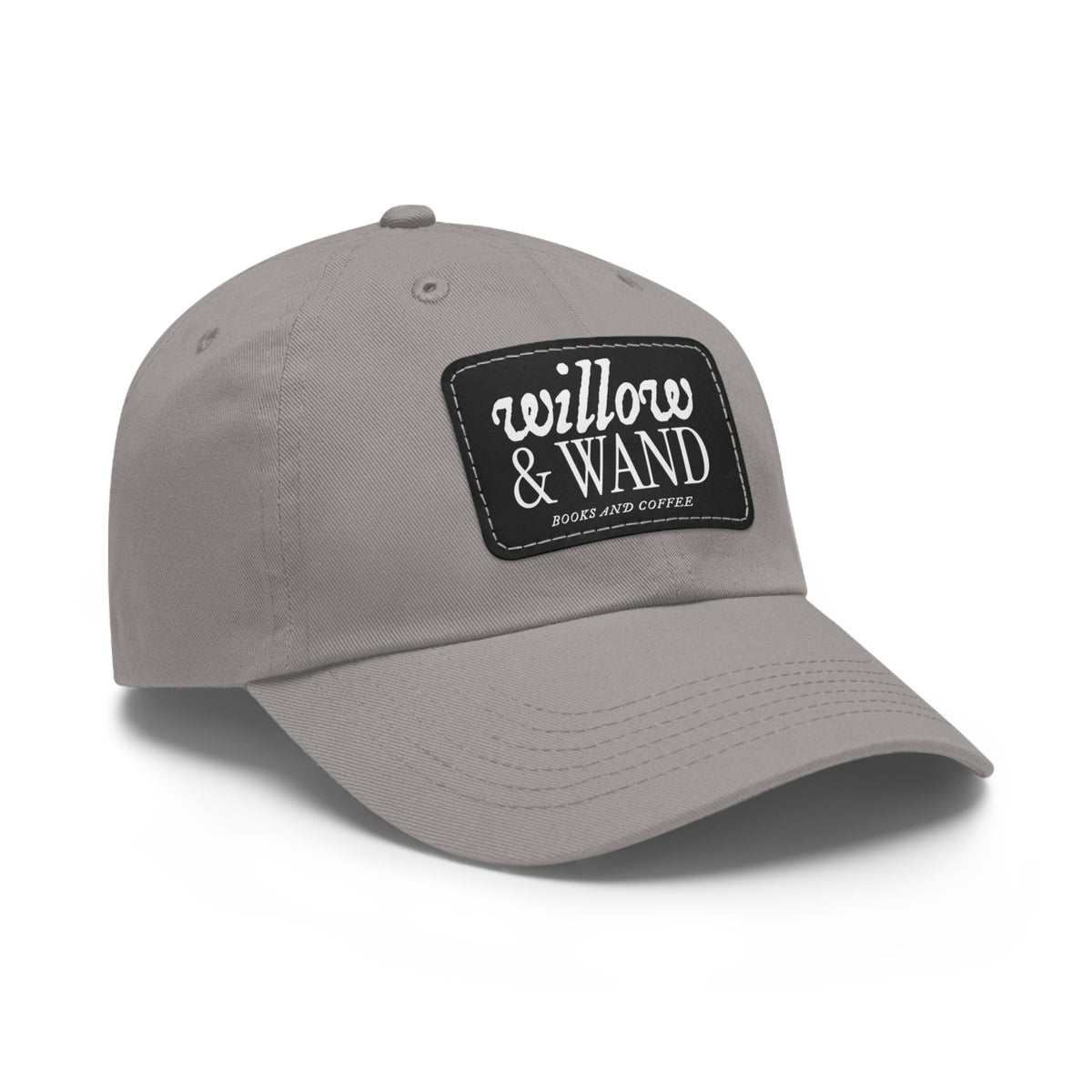 Willow & Wand Leather Patch Dad Hat — Coffee Shop Retro Logo Cap