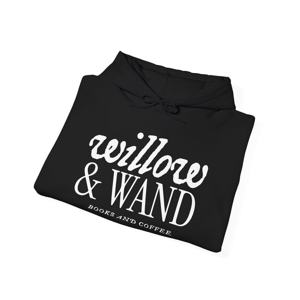 Willow & Wand Hoodie — "Books and Coffee" Literary Black Hoodie