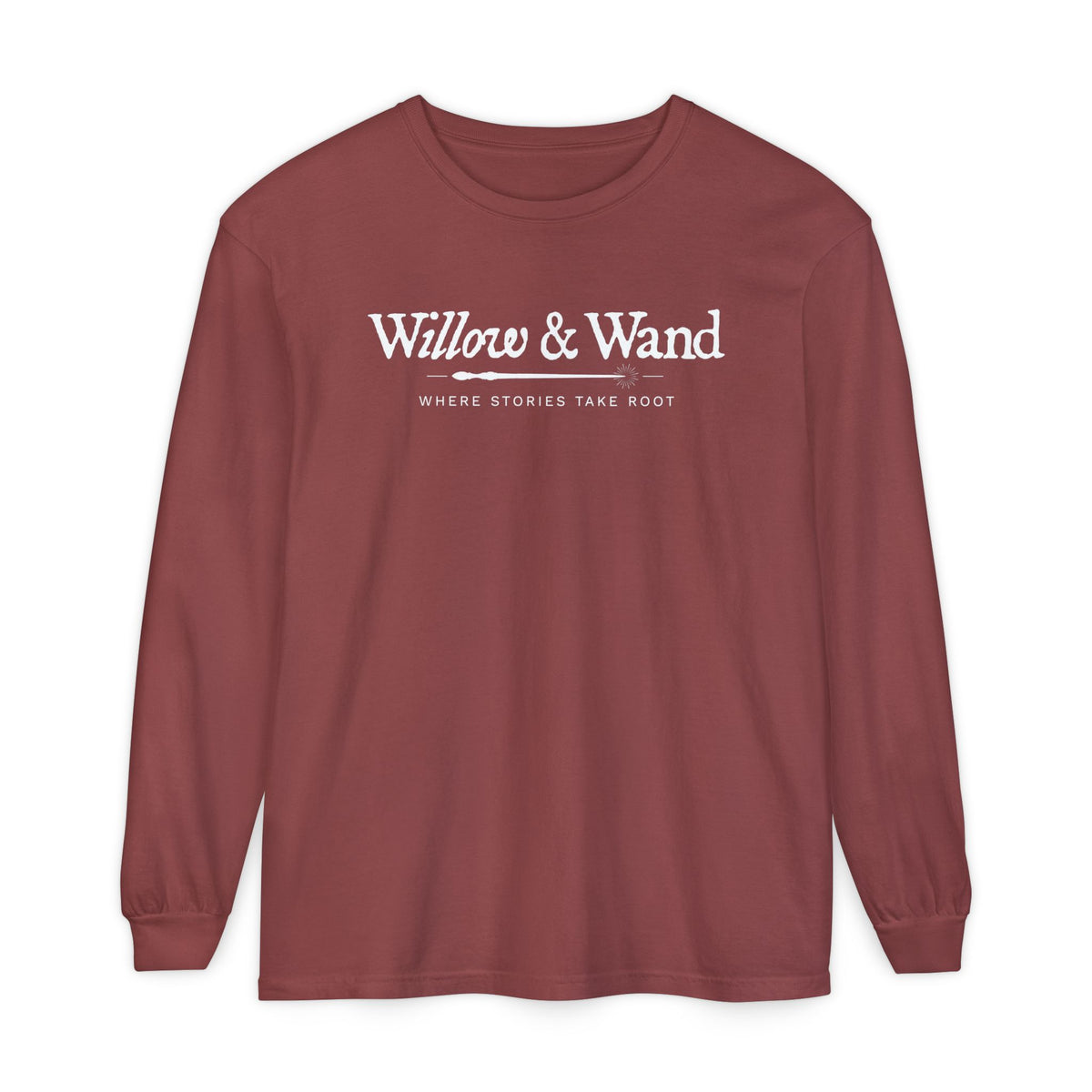 Willow & Wand Long Sleeve T-Shirt — "Where Stories Take Root" Literary Tee