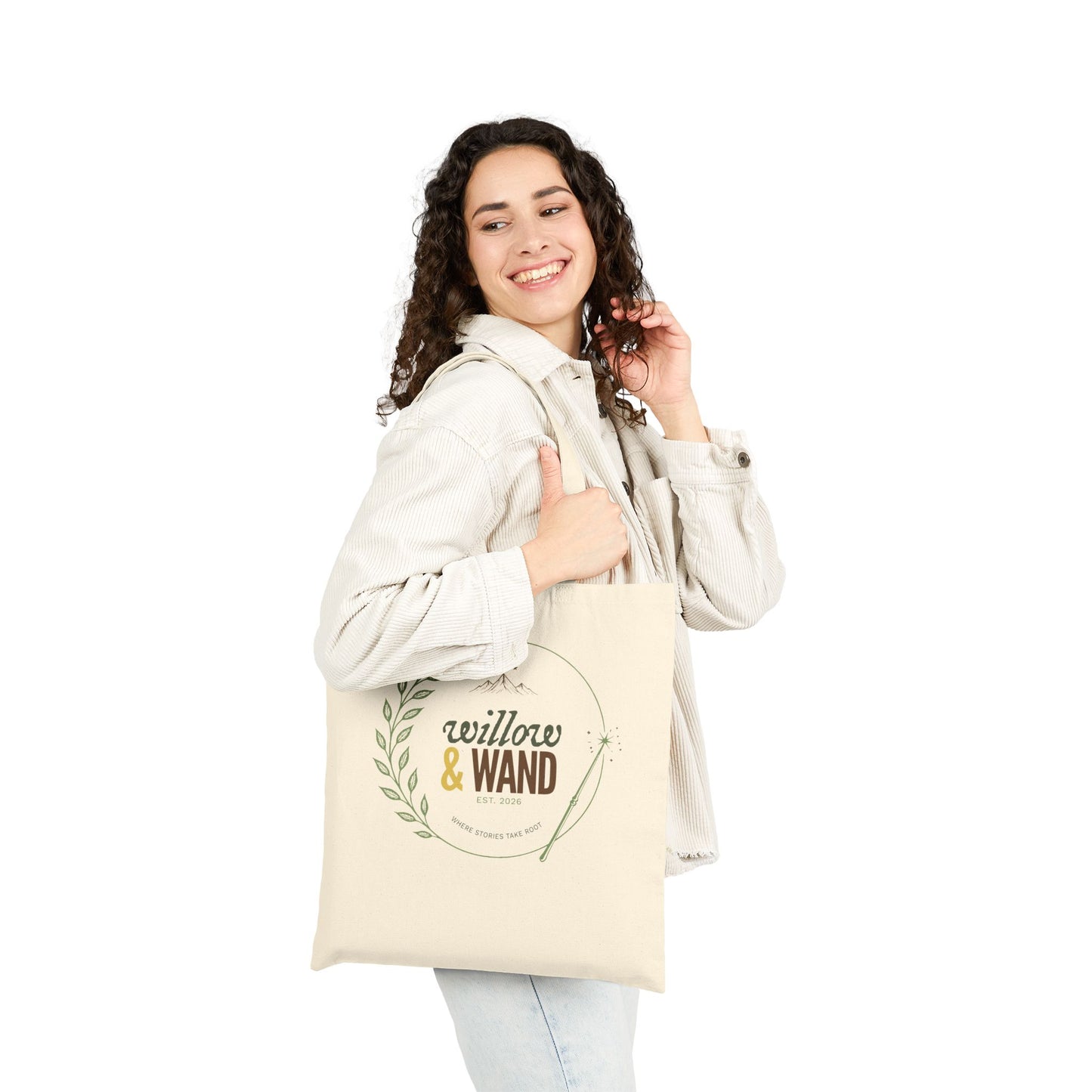 Willow & Wand Canvas Tote Bag — Boho Magical Market Grocery Bag