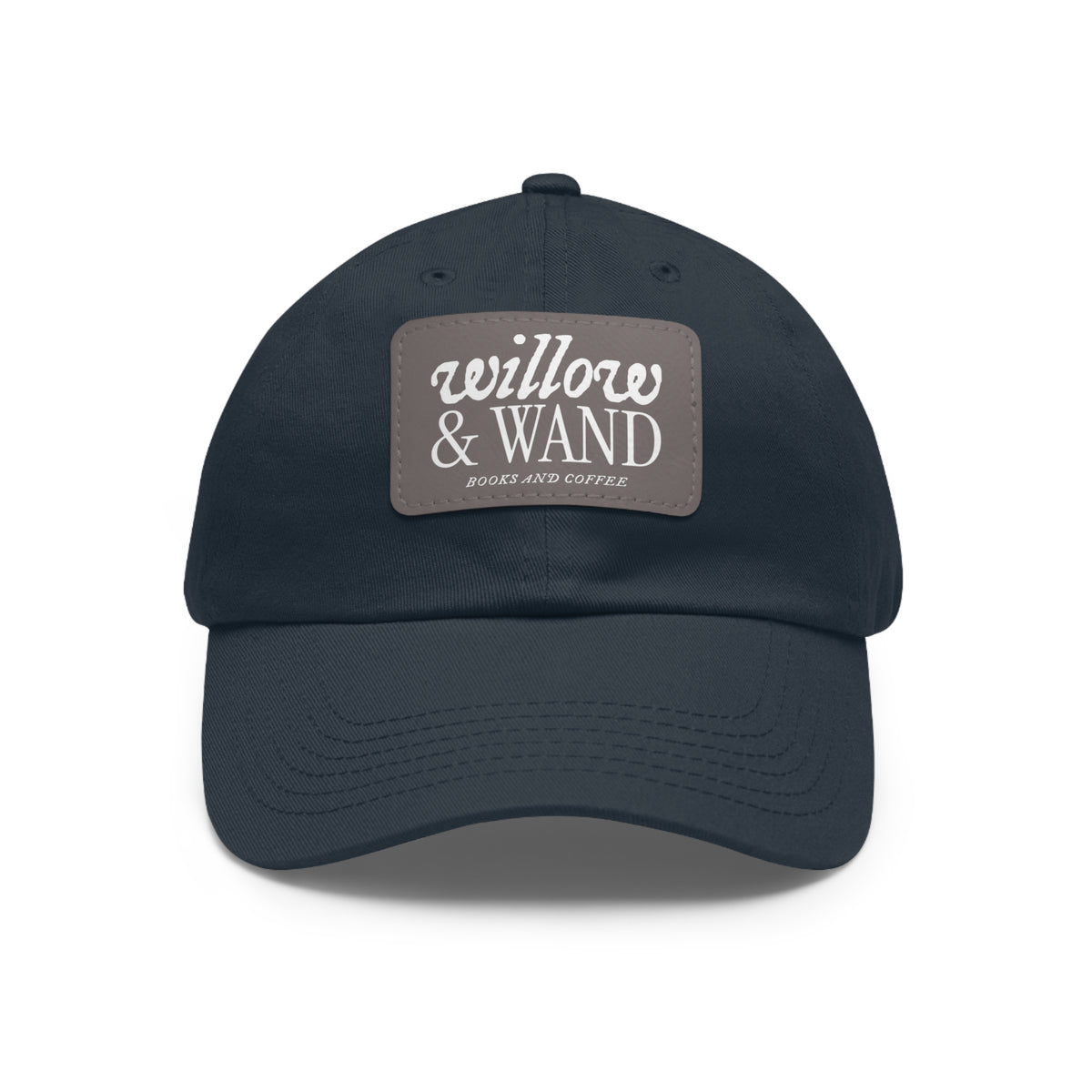 Willow & Wand Leather Patch Dad Hat — Coffee Shop Retro Logo Cap