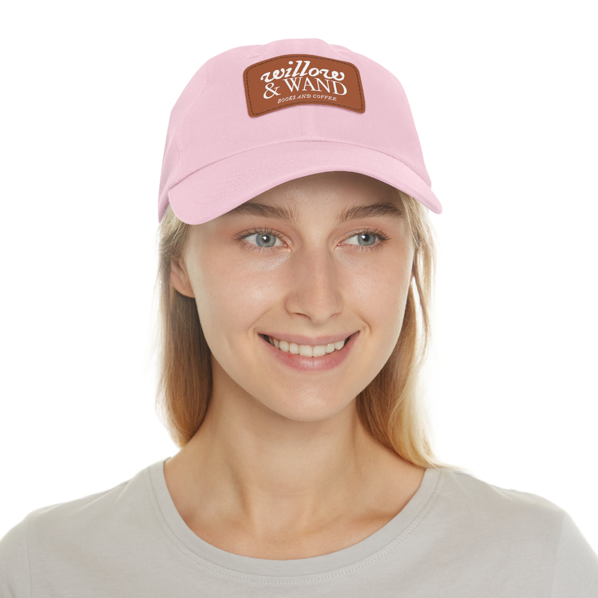 Willow & Wand Leather Patch Dad Hat — Coffee Shop Retro Logo Cap