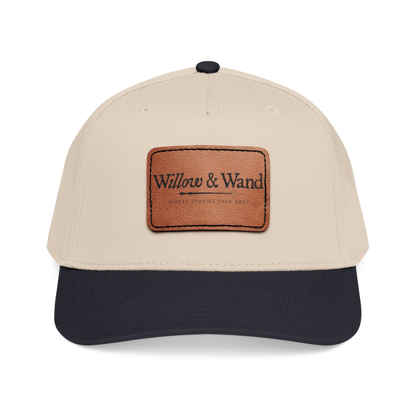 Willow & Wand Logo Leather Patch Baseball Cap — Mid Profile Wool Blend Hat