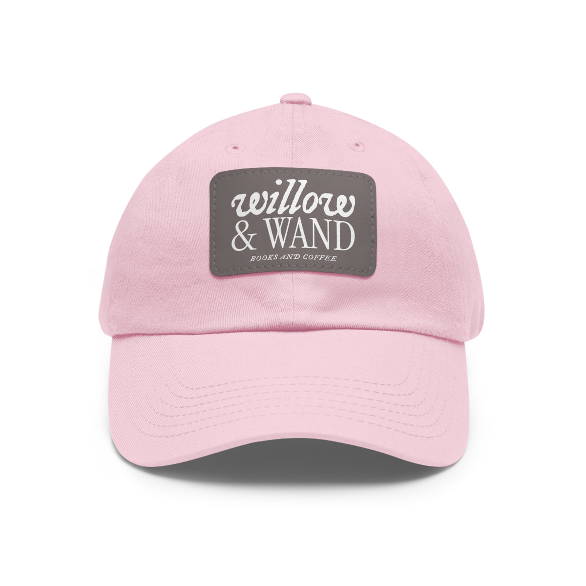Willow & Wand Leather Patch Dad Hat — Coffee Shop Retro Logo Cap