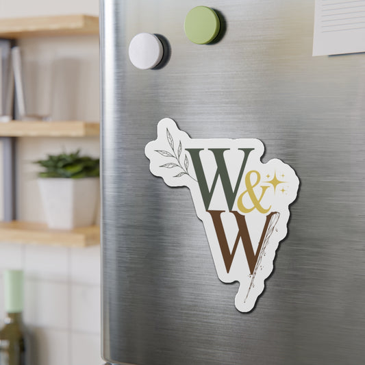 W & W Die-Cut Magnet — Botanical Initials Decorative Fridge Magnet