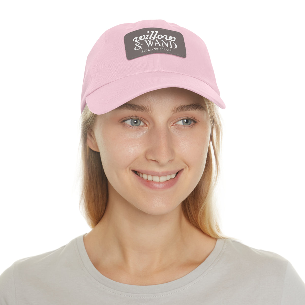 Willow & Wand Leather Patch Dad Hat — Coffee Shop Retro Logo Cap