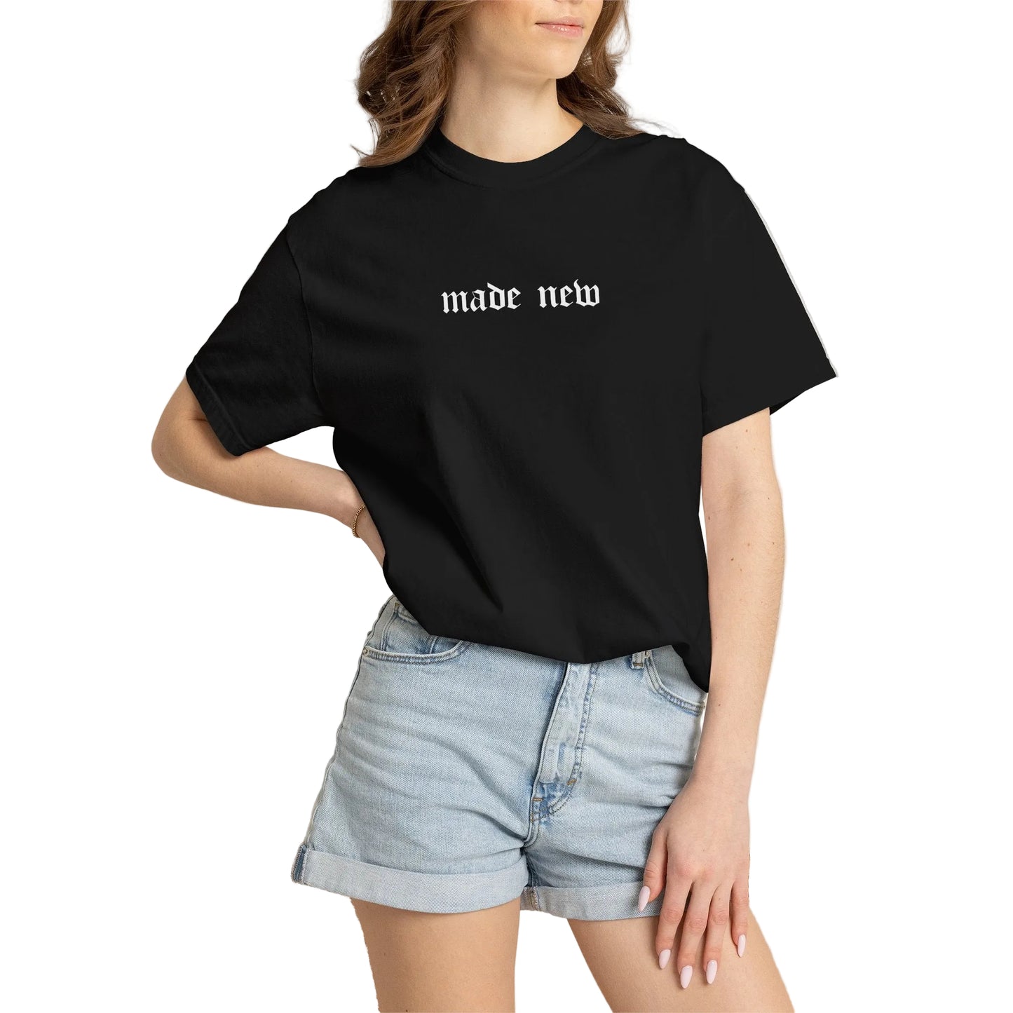 Embroidered “Made New” Christian T-Shirt — Stylish Oversized Tee
