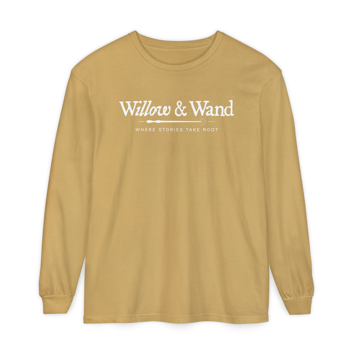 Willow & Wand Long Sleeve T-Shirt — "Where Stories Take Root" Literary Tee