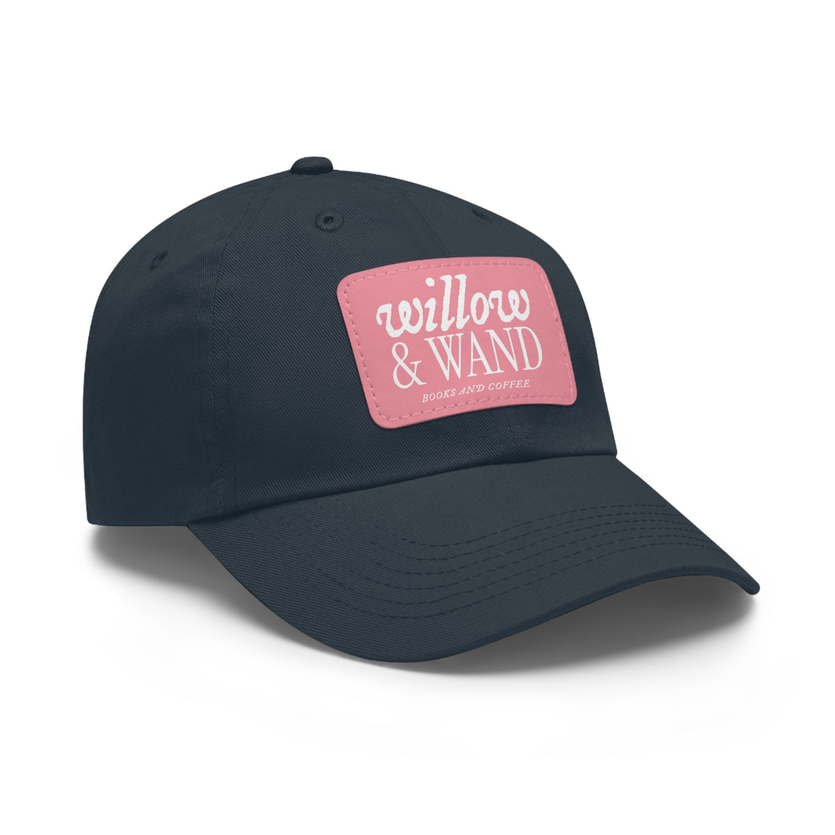 Willow & Wand Leather Patch Dad Hat — Coffee Shop Retro Logo Cap