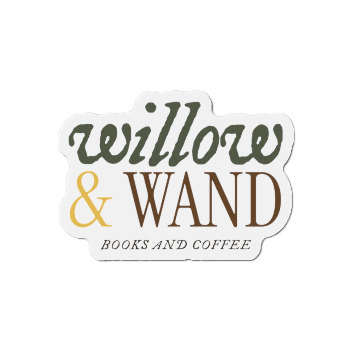 Willow & Wand Die-Cut Magnet — Books and Coffee Logo Sticker