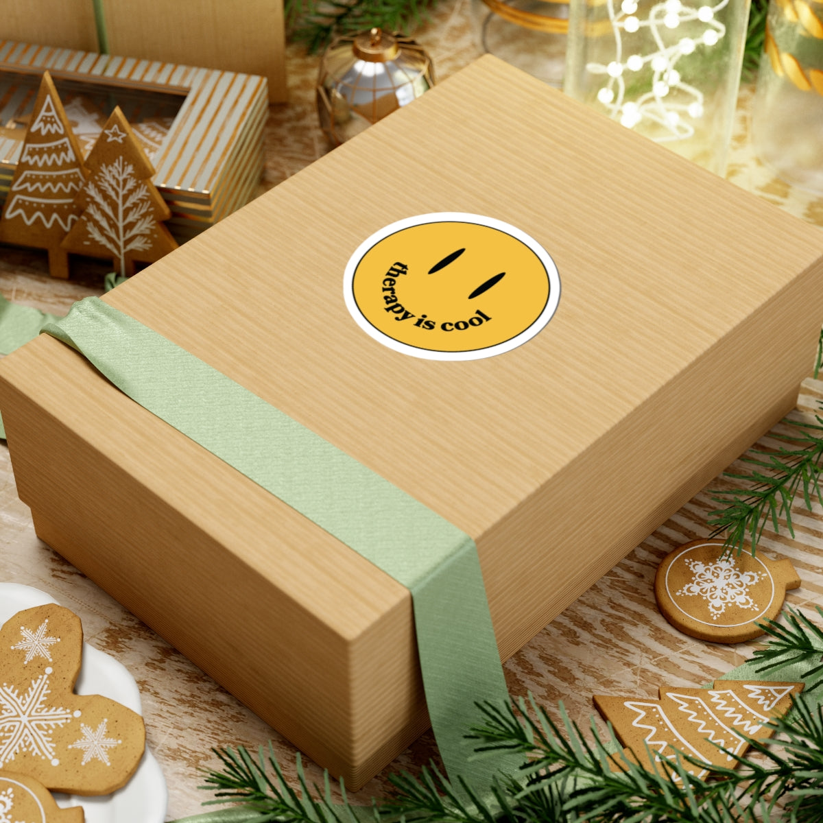 Therapy Is Cool Smiley Face Sticker