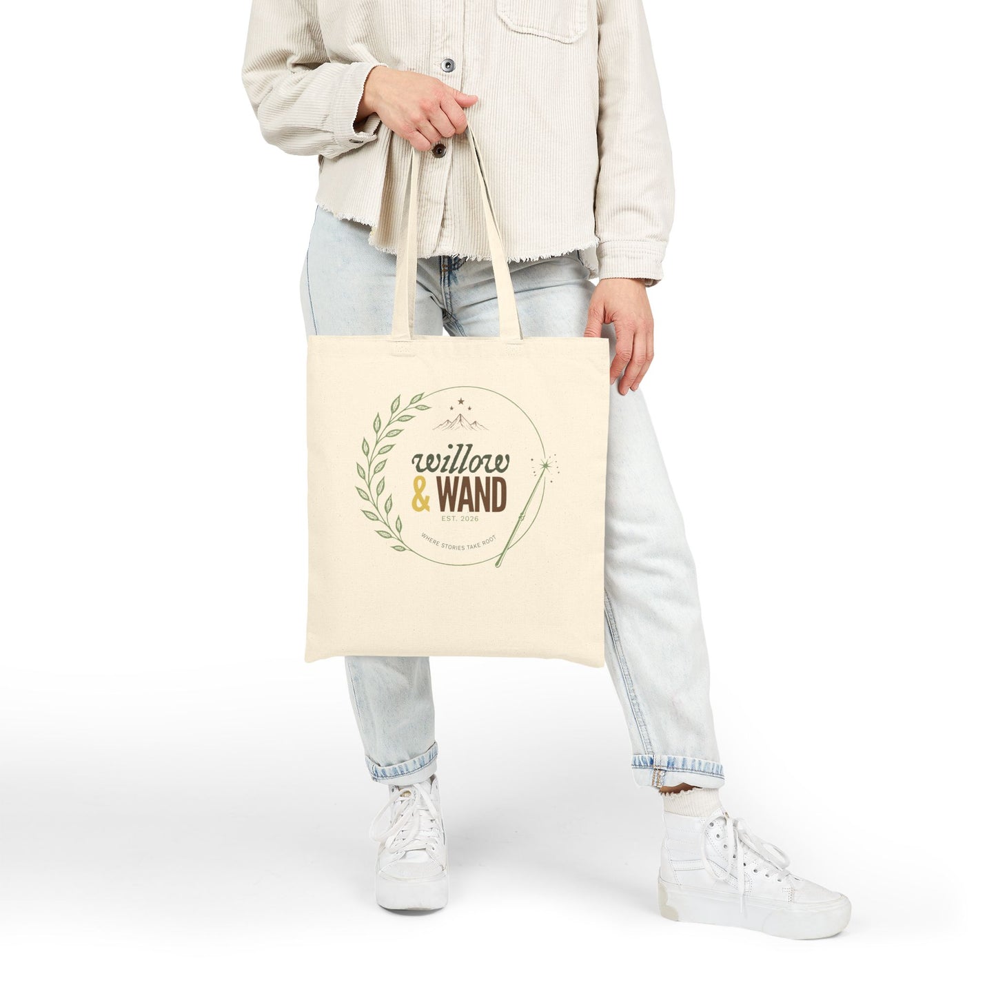 Willow & Wand Canvas Tote Bag — Boho Magical Market Grocery Bag