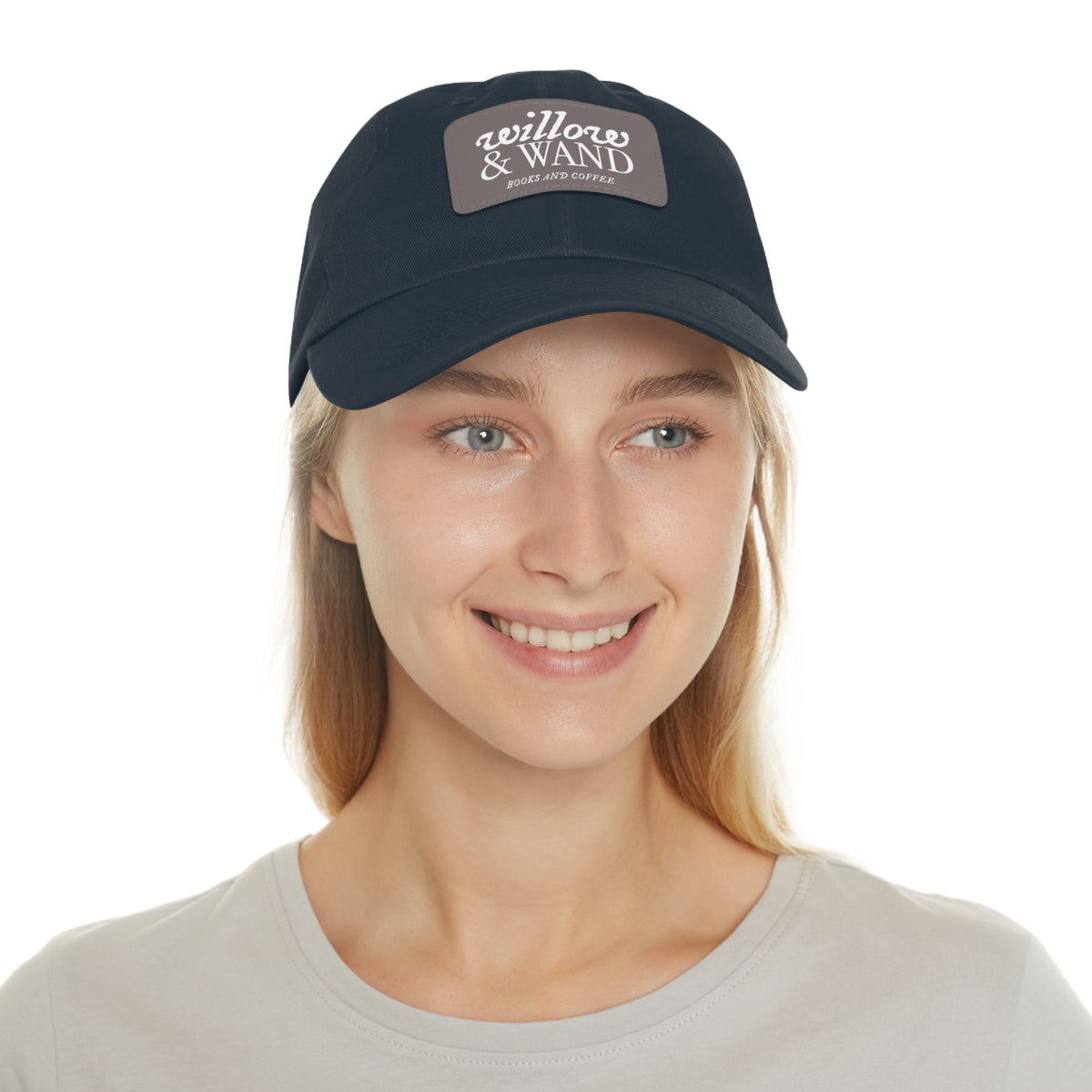 Willow & Wand Leather Patch Dad Hat — Coffee Shop Retro Logo Cap