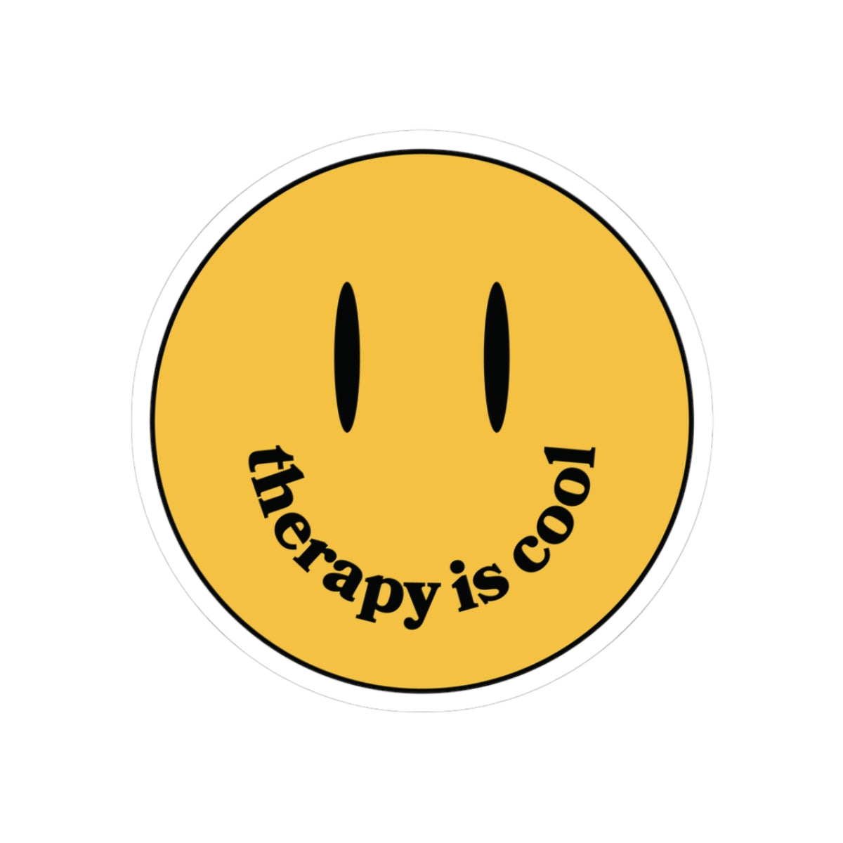 Therapy Is Cool Smiley Face Sticker