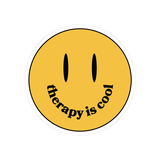 Therapy Is Cool Smiley Face Sticker