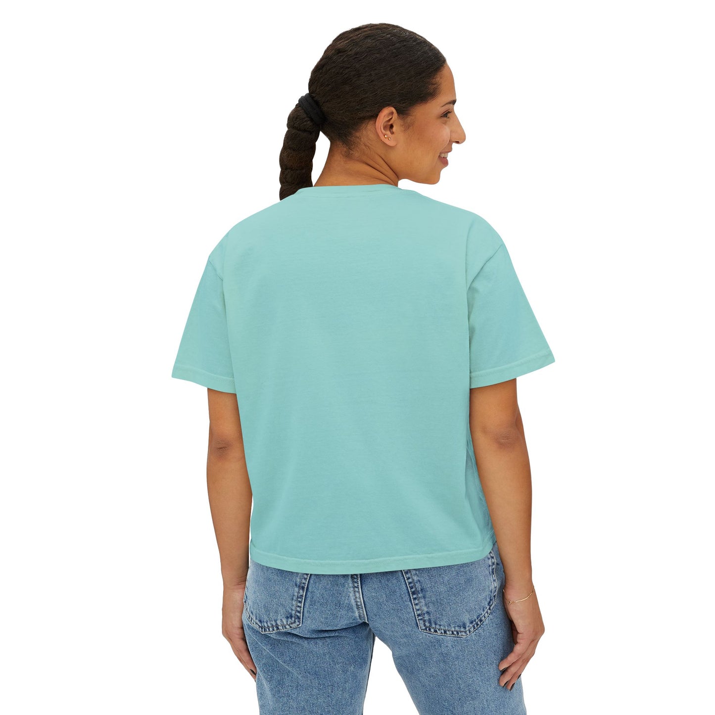 Boxy Women's Tee — Minimal White 'Willow & Wand' Logo
