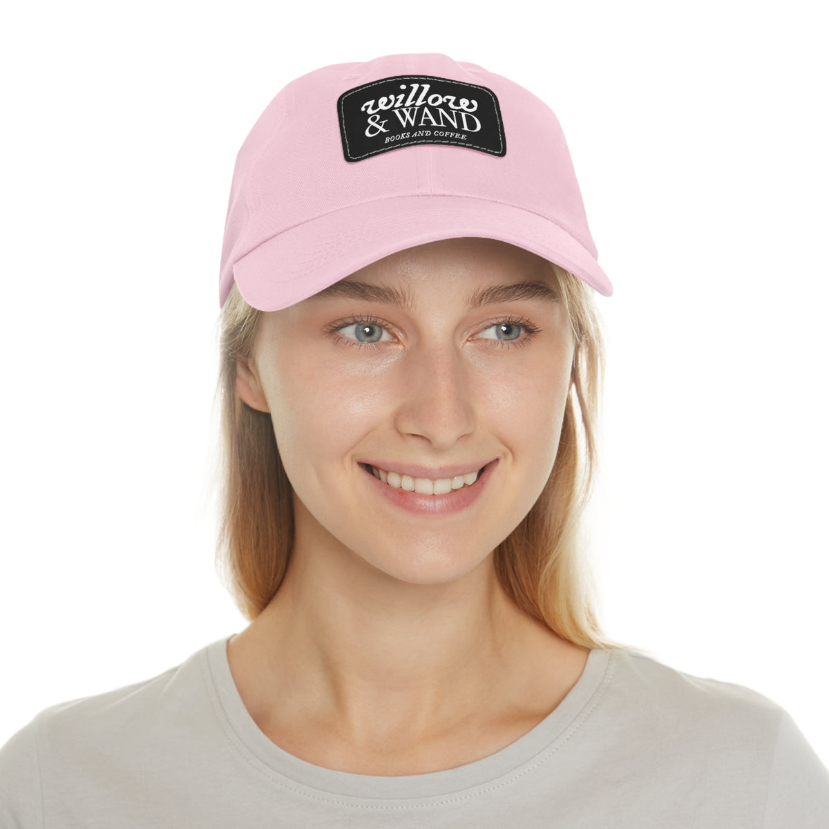 Willow & Wand Leather Patch Dad Hat — Coffee Shop Retro Logo Cap