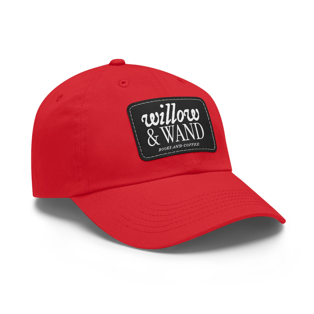 Willow & Wand Leather Patch Dad Hat — Coffee Shop Retro Logo Cap