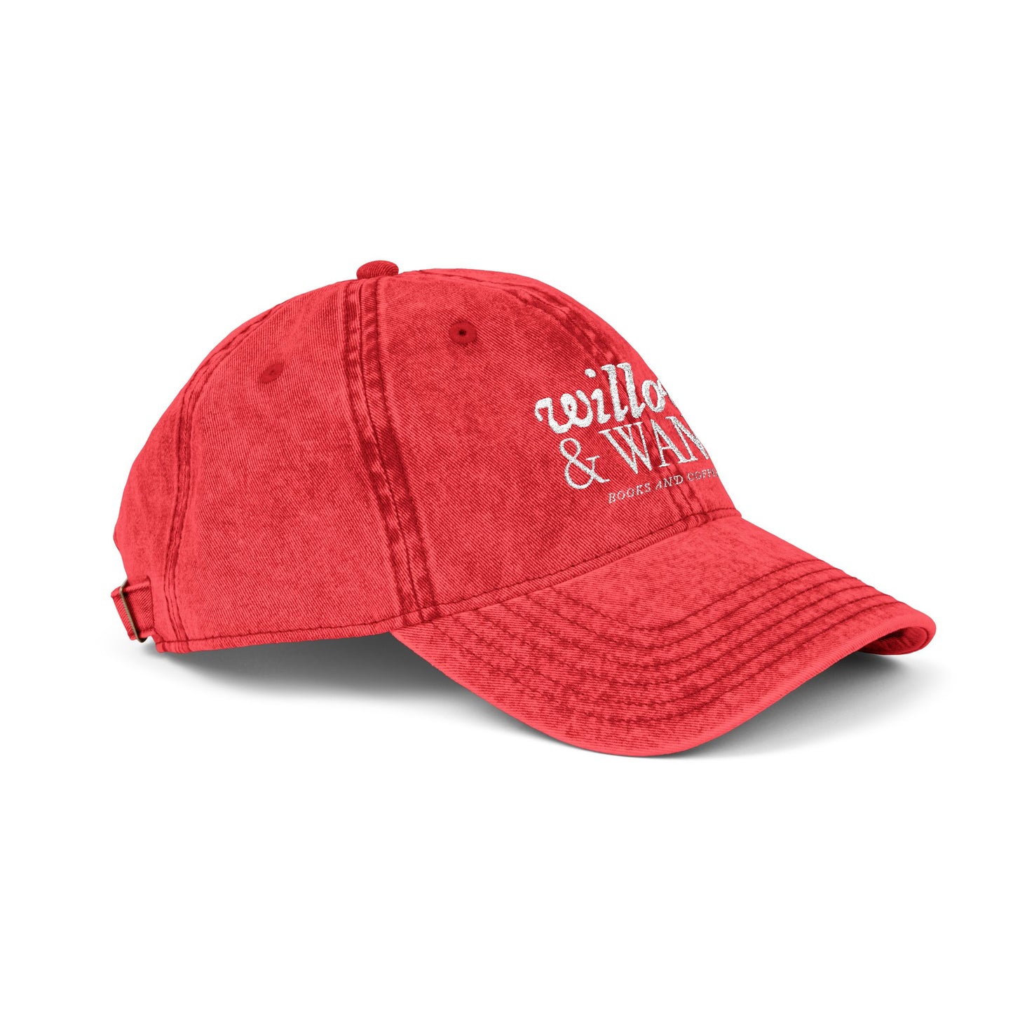 Embroidered Vintage Baseball Cap — "willow & WAND" Red Washed Hat