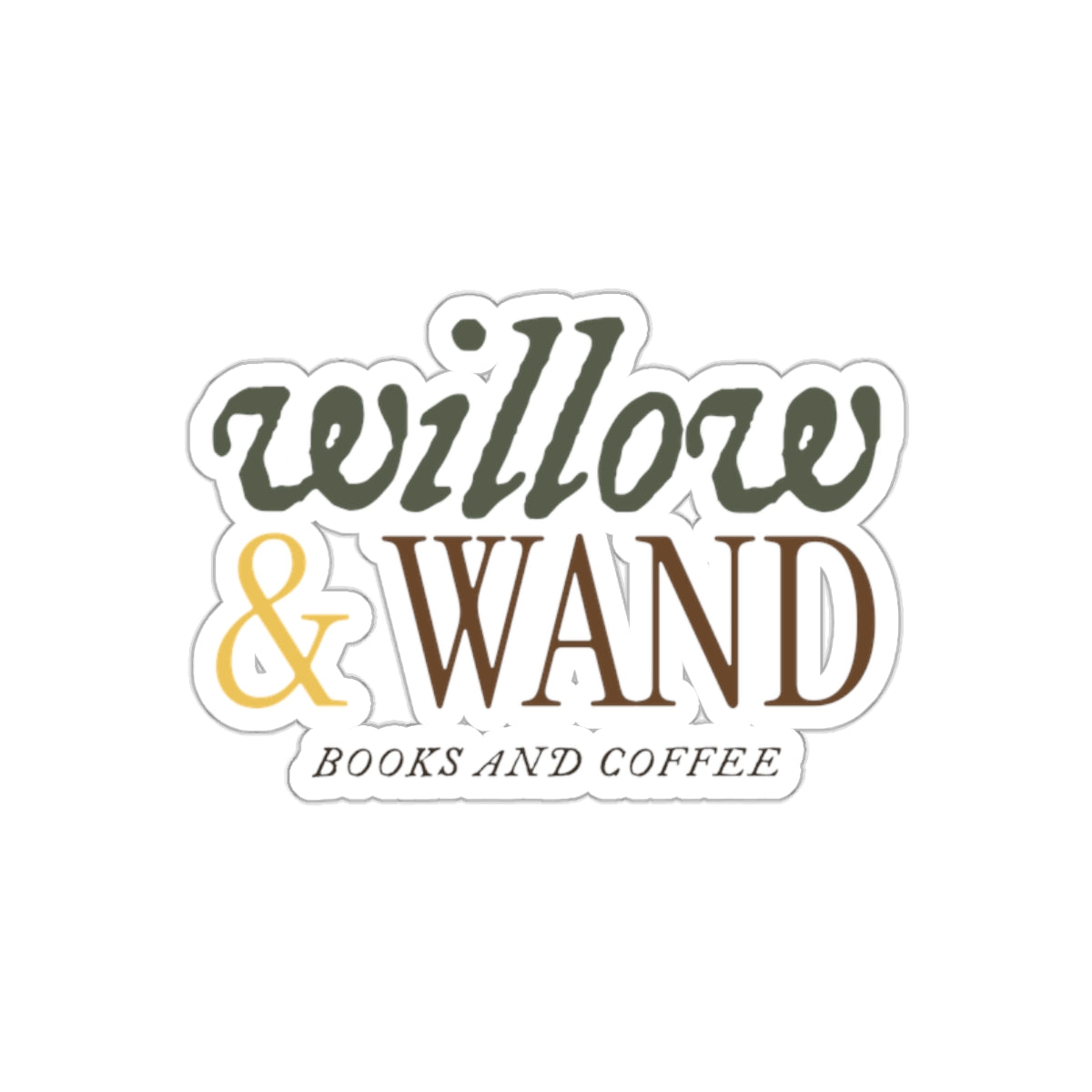 Die-Cut Sticker — "Willow & Wand: Books and Coffee" Logo