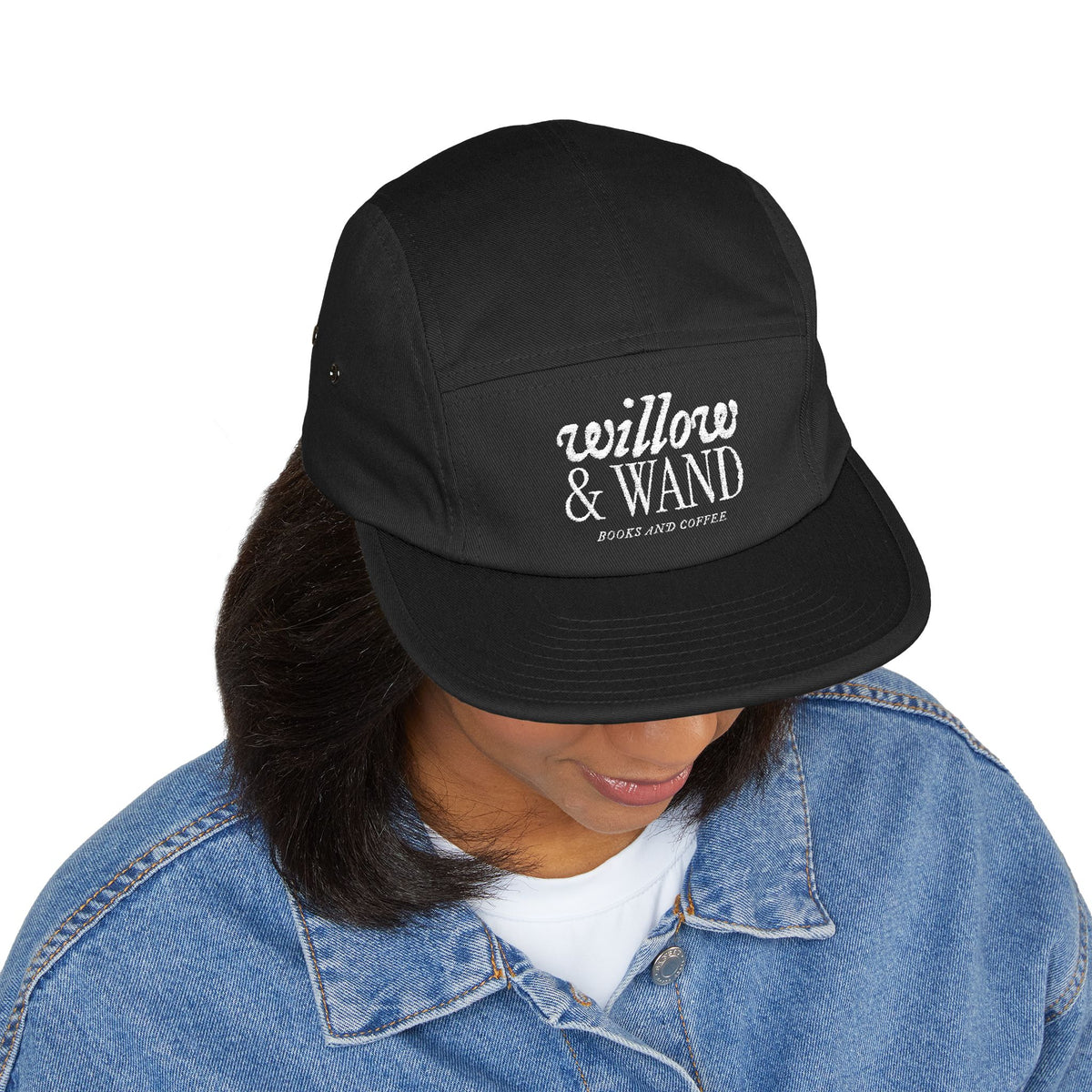 Willow & Wand Embroidered 5-Panel Cap – Casual Tan Hat with Script Logo