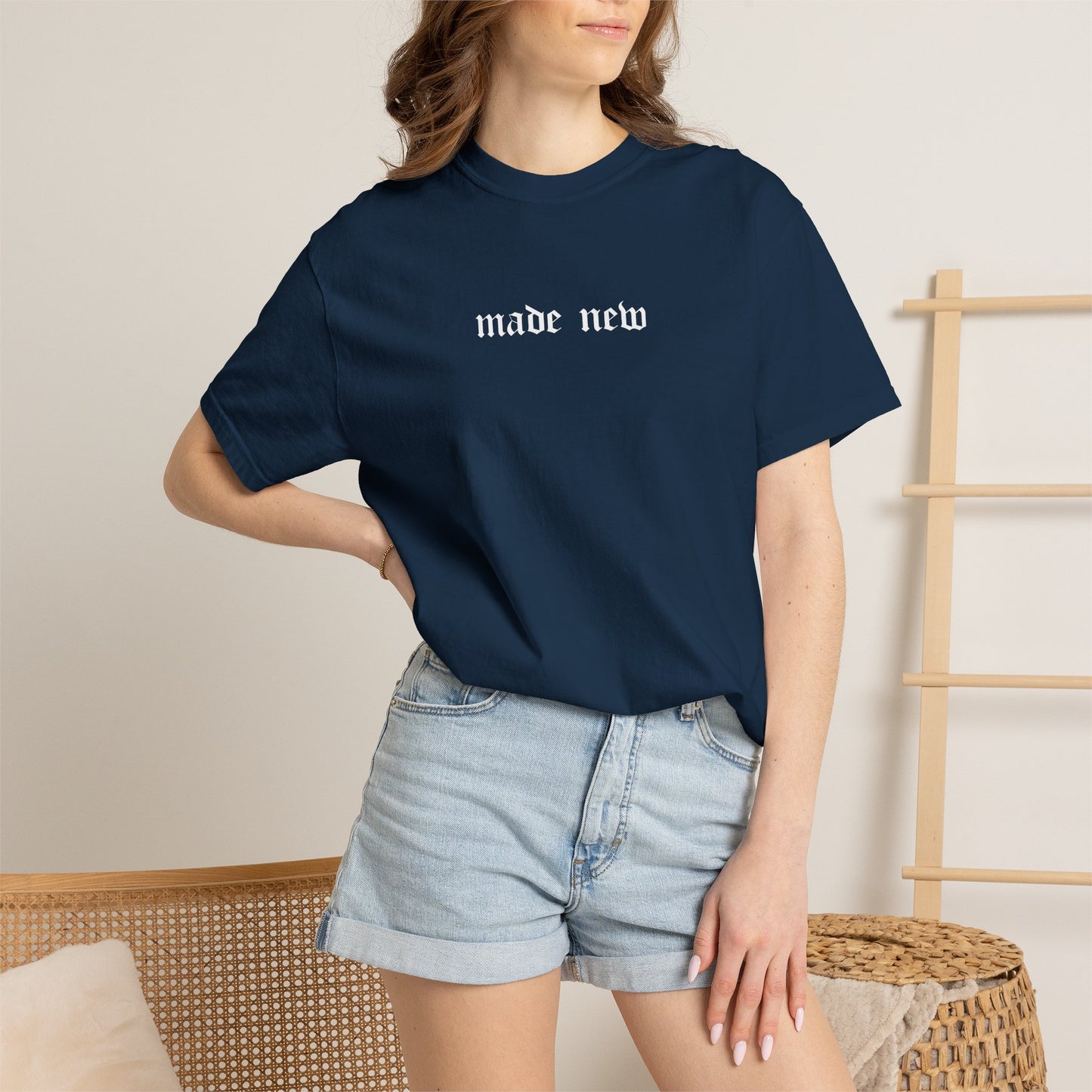 Embroidered “Made New” Christian T-Shirt — Stylish Oversized Tee