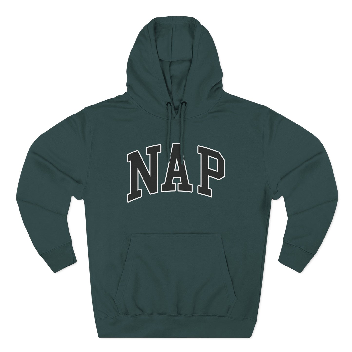 NAP Hoodie — Cozy Fleece Pullover with Collegiate Text