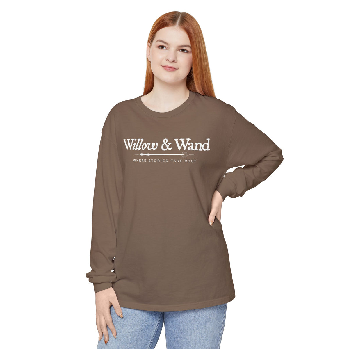 Willow & Wand Long Sleeve T-Shirt — "Where Stories Take Root" Literary Tee