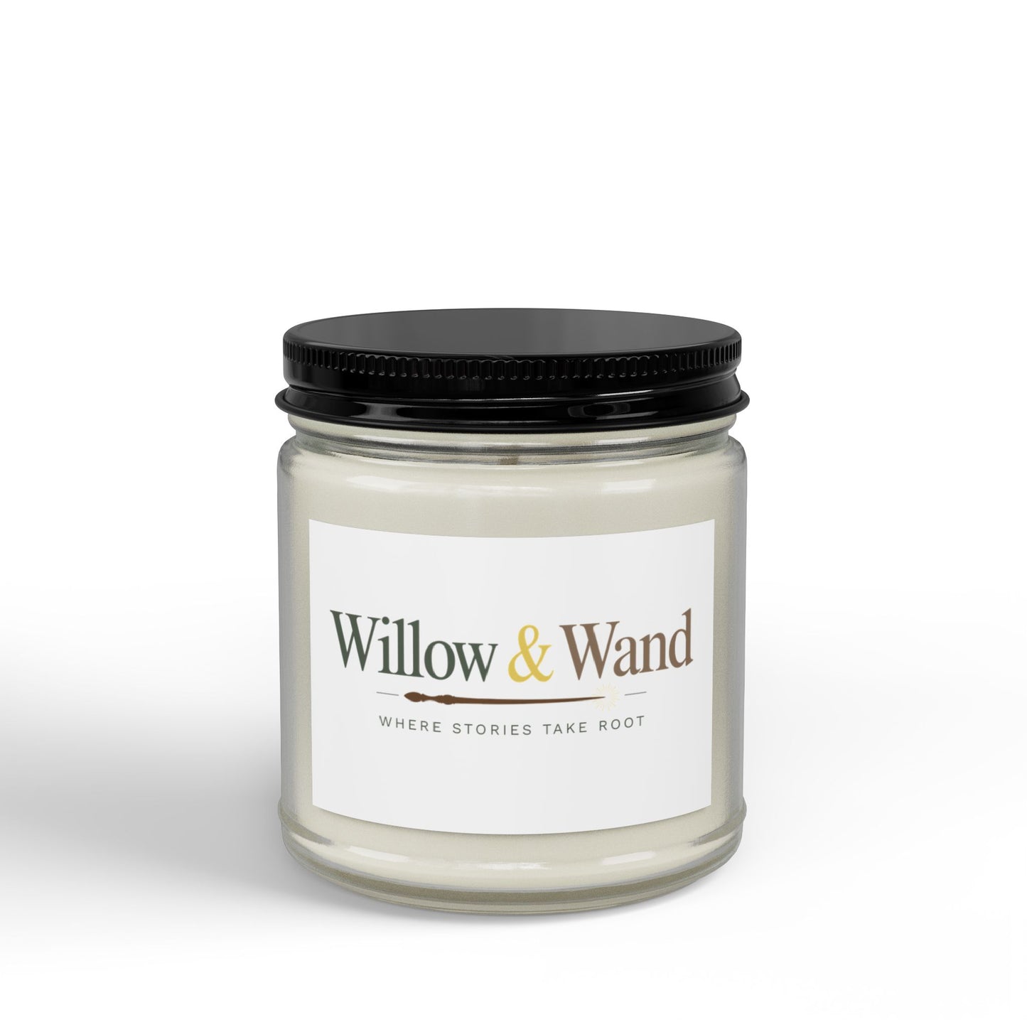 Willow & Wand Scented Soy Candle — Amber Jar with Black Lid (4oz & 9oz)