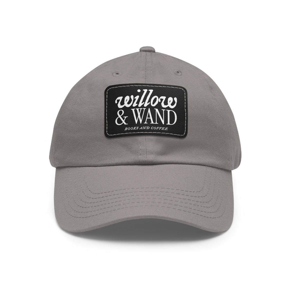 Willow & Wand Leather Patch Dad Hat — Coffee Shop Retro Logo Cap
