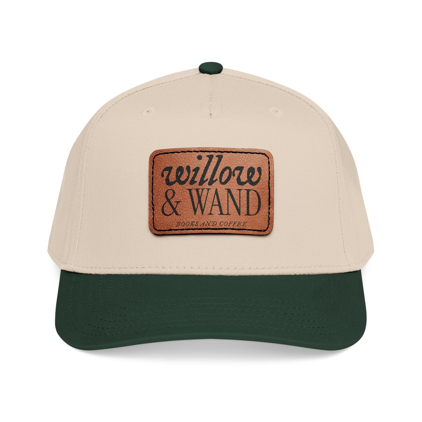Willow & Wand Leather Patch Baseball Cap — Mid-Profile Two-Tone Hat